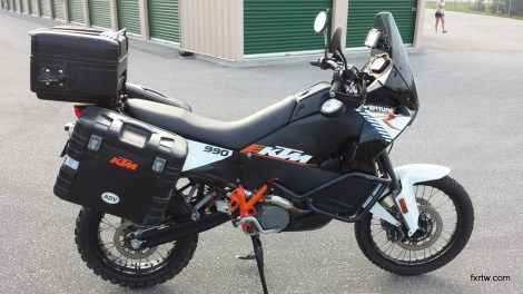 Complete with plastic luggage, GPS and aftermarket exhaust