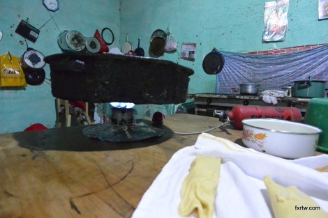 Rescuing the empenadas with my camping stove